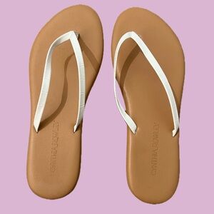 Cynthia Rowley Cora Flip Flops/White Gator/Tan/Sz 9/Used Very Good